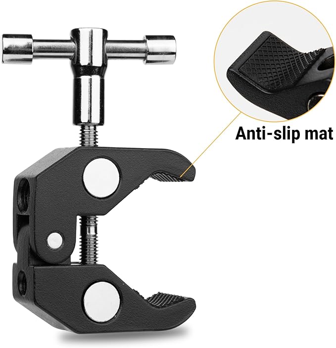 Super Clamp Pro, Heavy-Duty Aluminum Camera Mount with 14", 38" Threads, 0.6"-2" Jaw for LightsMicsPhones, Holders on desks, tripods, and car Windows