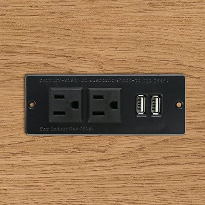 Desktop Power Strip with 2 Outlets 2 USB 2.1A Insert Mounting Built in Desk Table Sofa Cabinet Nightstand