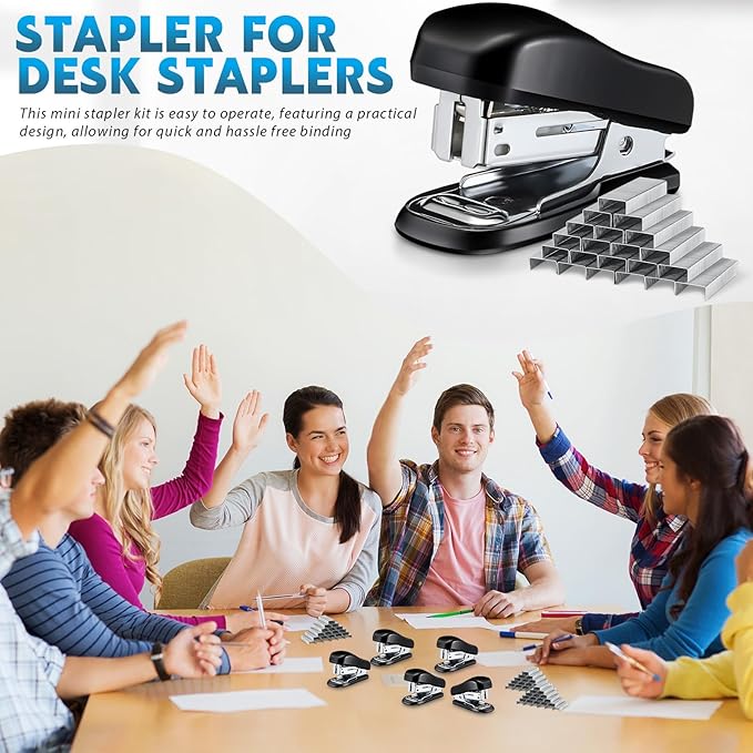 Sherr 20 Pack Mini Staplers Bulk with 15000 Nail, Office Staplers for Desk 25 Sheet Capacity, Hand Held Desk Students Teachers Supplies for School Office Business Non Slip Base Black