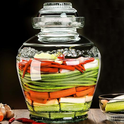Vencer 2.5 Liter Traditional Glass Fermenting Jar With Lid and Pressure stone,Glass Fermentation Tank for Pickling Kimchi Sauerkraut,VHF-007