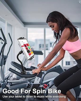 GDZN Gooseneck Treadmill Tablet Holder, iPad Clamp Mount for Bike, Handlebar, Spin Bike, Stroller, Wheelchair, Mic Stand, Indoor Cycling, Compatible with 4.7-13" Tablets and Phones