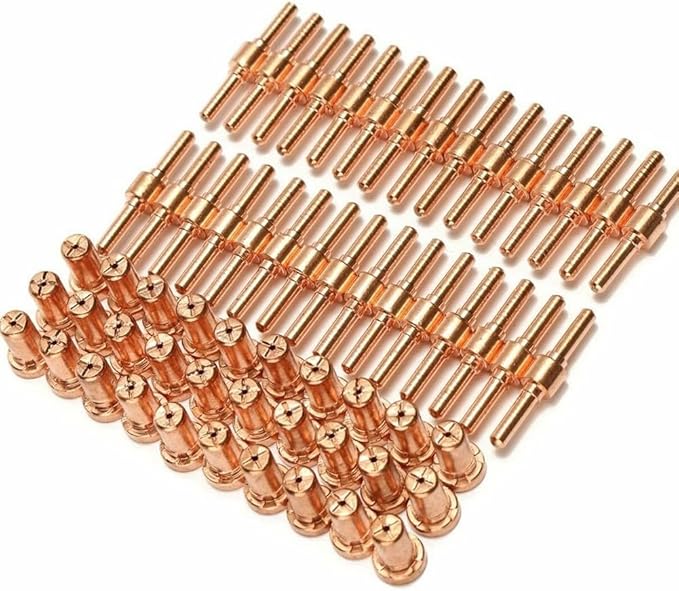 60Pcs Extended Long Electrode Tip Consumables For PT31 Air Plasma Cutter, Plasma Cutting Equipment Electrode Nozzle Kit