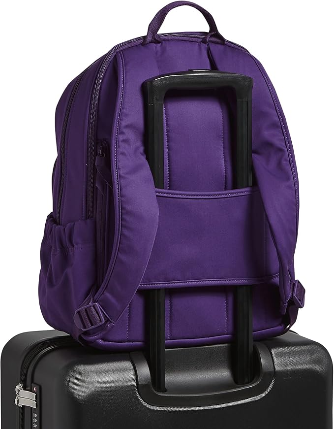 Vera Bradley Women's Cotton Campus Backpack, Elderberry - Recycled Cotton, One Size