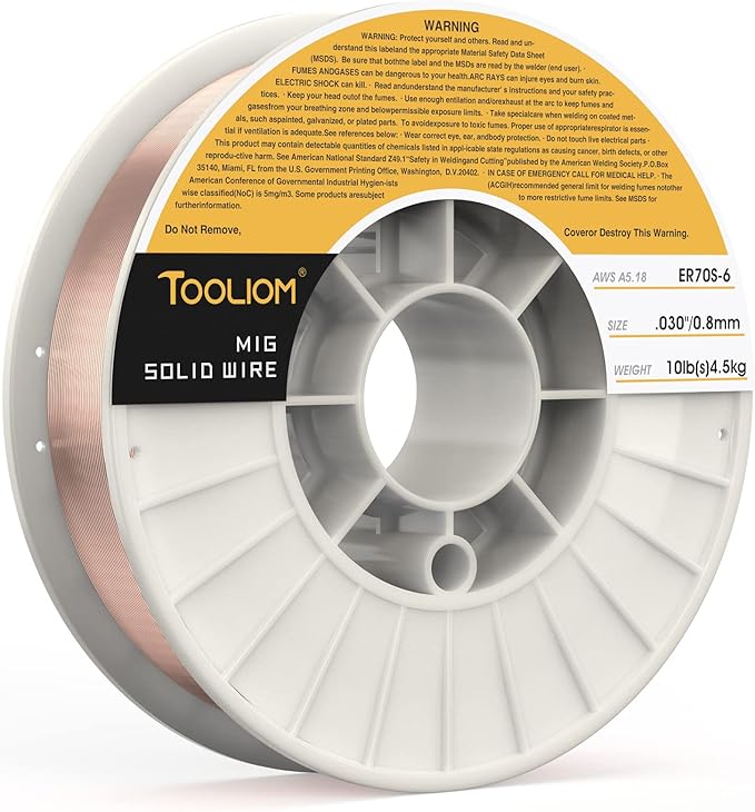 TOOLIOM ER70S-6 .030"(0.8 mm) Mild Steel MIG Solid Welding Wire on 10-Pound Spool Compatible with TL-200M TL-250M Pro