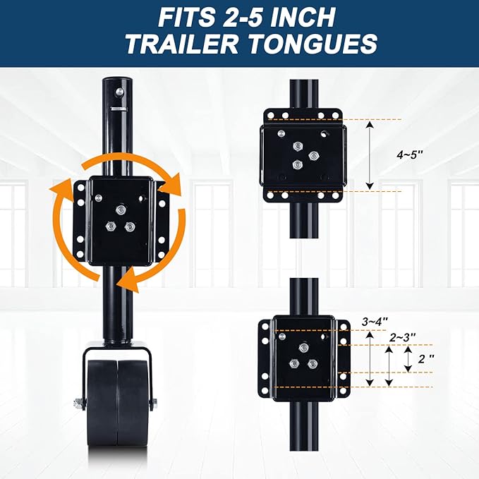 2000lbs Trailer Jack with Wheel, Heavy Duty Swivel Boat Trailer Jack, 12" Lift, for RV Boat