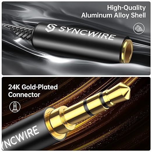 Syncwire Headphone Splitter, Nylon-Braided Extension Cable Audio Stereo Y Splitter (Hi-Fi Sound), 3.5mm Male To 2 Ports 3.5mm Female Headset Splitter for Phone, PS4, Switch, Tablets More