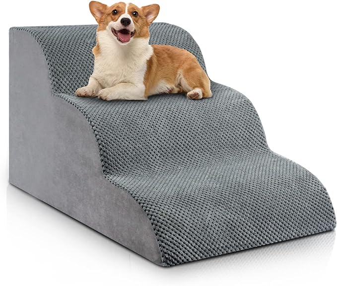 Chic Threads Dog Stairs for Small Dogs, 3-Step Dog Stairs for High Beds and Couch, Pet Steps for Small Dogs and CatsOoaNon-Slip Stable Indoor Dog Steps