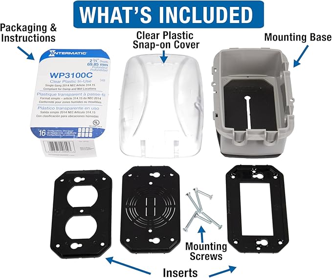 Intermatic WP3100C Weatherproof Electrical Outlet Cover - Extreme Temperature Resistance, Heavy-Duty Construction, Versatile Design & Multi-Configurable, Easy Install, Secure Fit for Outdoor in-Use
