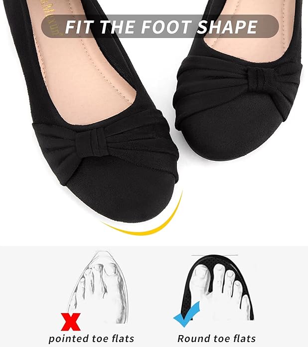 MaxMuxun Women's Flats Shoes Faux Suede Round Toe Ballet Dressy Flats Comfortable Slip On Walking Shoes