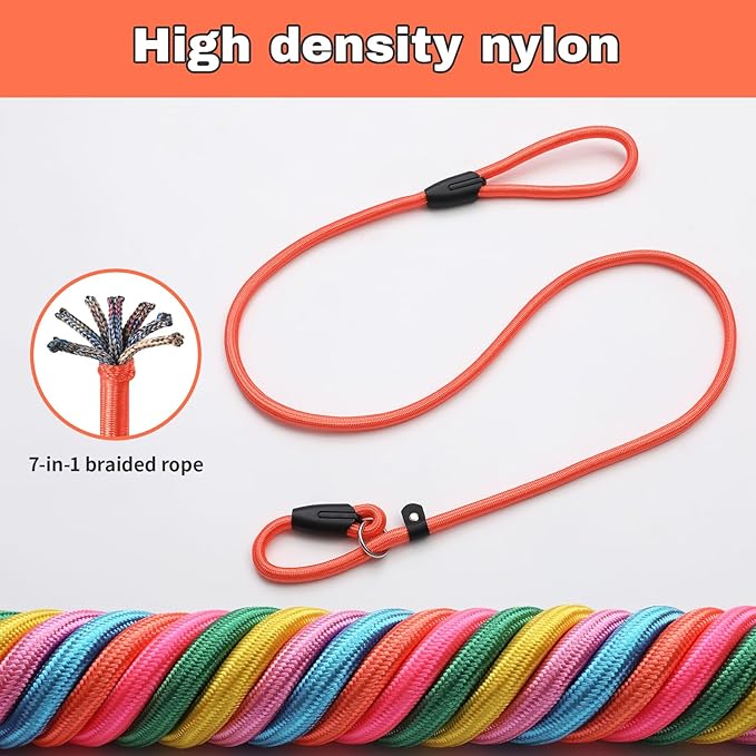6 - Piece Set! Premium No - Pull Slip Lead Dog Leashes - 5FT Heavy - Duty Rope for Small Medium Dogs in a Vibrant 6 - Color Collection