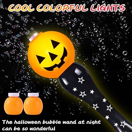 Halloween Bubble Wand for Kids, Pumpkin Bubble Machine Blower Maker Wand with Music Light,Outdoor Indoor Stuff Toy Gift for 1 2 3 4 5 6 7 8 Year Old Toddler Little Girls Boys