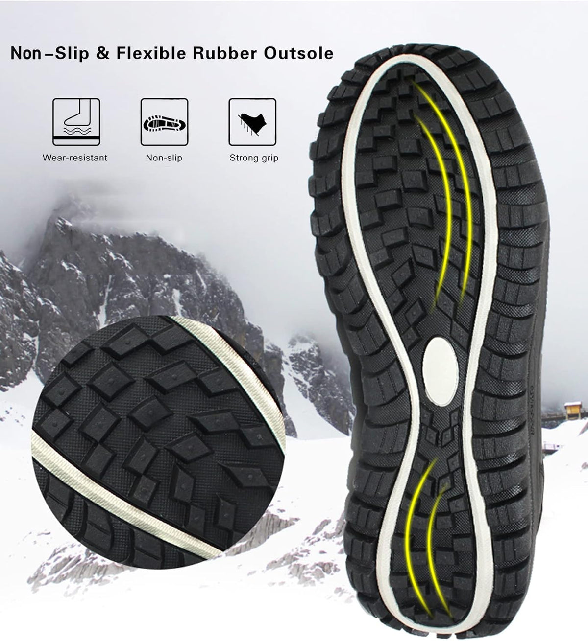 ROCKMARK Men's Winter Snow Boots Outdoor Warm Mid Calf Waterproof Durable Boot Non-Slip Warm Climbing Shoes