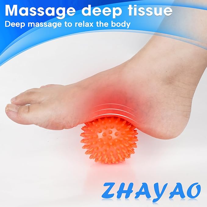 3 Pack Spiky Hard Massage Balls, Massager Rollers for Plantar Fasciitis,Muscle Soreness Massager Ball - Exercise, Neuro-Balance, Physical Therapy, 3 inches