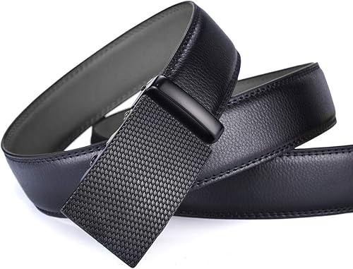 Men's Ratchet Belt Genuine Leather Slide Belts Adjustable