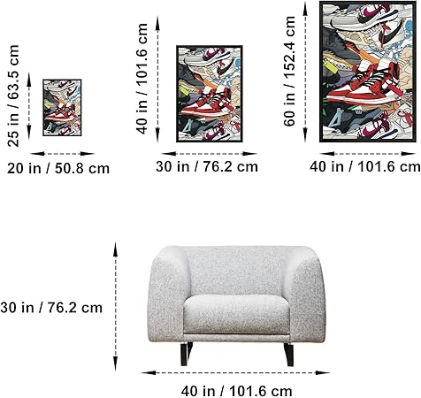 WOOTONG Sneaker poster Hypebeast, Sneaker Wall Art Decoration,AJ Shoe Poster Art Sports themed Wall Art Boy Room, Sneaker Air Sneaker Shoebox Collection (Black Frame, 12" x 16")