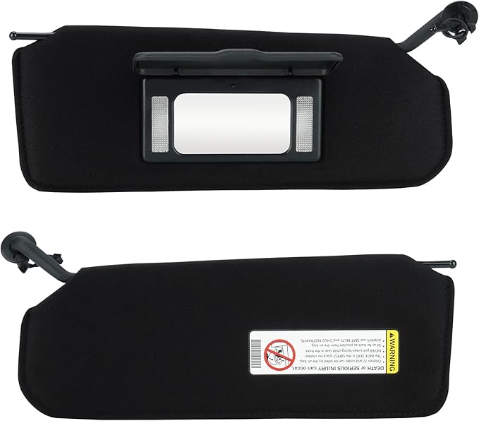 Left Right Sun Visor with Light for 1997-2004 Chevy Corvette C5 5.7L, Driver Passenger Side Black Sunvisor Replacement 10442033 10442034