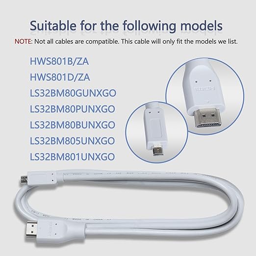 M8 HDMI Cable Compatible with Samsung M8 Smart Monitor BN39-02815A One Connect Cable for S27C900PAN LS32BM801 LS32BM80B LS32BM80G LS32BM80P S32BM805UN HWS801B HWS801D Monitor Cord,1.5m4.92ft