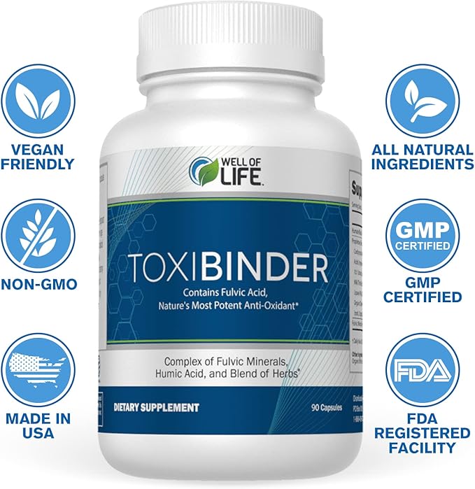 Well of Life Revitalize with Our Detox Repair Complex ToxiBinder 90Vcap, Vegan, Non-GMO Blend of Humic Fulvic Acids for Enhanced Energy, Better Gut Joint Health, Hydration and Superior Nutrient