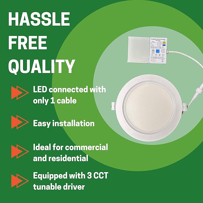 6 Inch Recessed LED Light, 6 Inch Retrofit LED Recessed Light, 16W Dimmable Slim LED Downlight, 3CCT Tunable 3000K4000K5000K Fixture