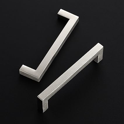Ravinte 1 Pack Cabinet Handles Square Cabinets Cupboard Handles Brushed Nickel Drawer Pulls Stainless Steel Kitchen Cabinet Pulls Cabinet Hardware Drawer Handles 5 inch Hole Center