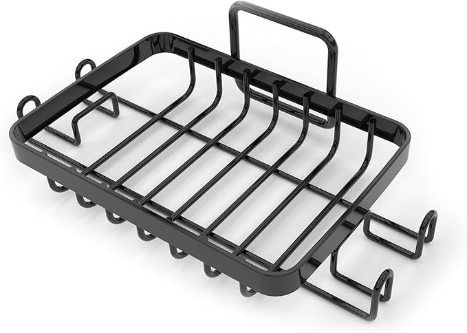 Stainless Steel Mate Black Soap Dish for Shower, Suction Cup Square Shower Soap Holder - Black Soap Saver - Comfortable Essential for Apartment, Home and Dormitory