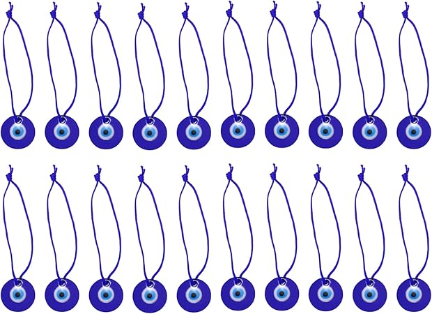 PATIKIL 25mm Evil Eye Glass Keychain, 20 Pcs Turkish Eye Keychain Charm Crafting Beads Pendants with Ropes for Decorative Hanging Ornaments Pendant Jewelry Accessories, Blue