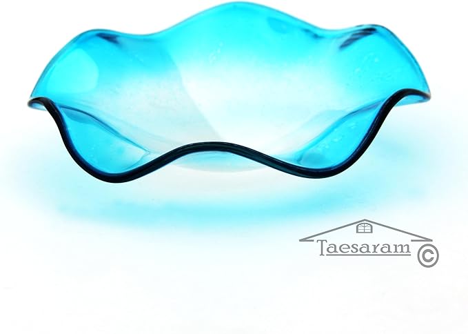 Wavy Wax Warmer Replacement Dish Vibe Color Wax Warmer Plate Scentsy Replacement Dish Glass Bowl Scentsy Warmer Tray Oil Burner Melter Scent Tart Essential Aroma(Light Blue, 3.5 inch)
