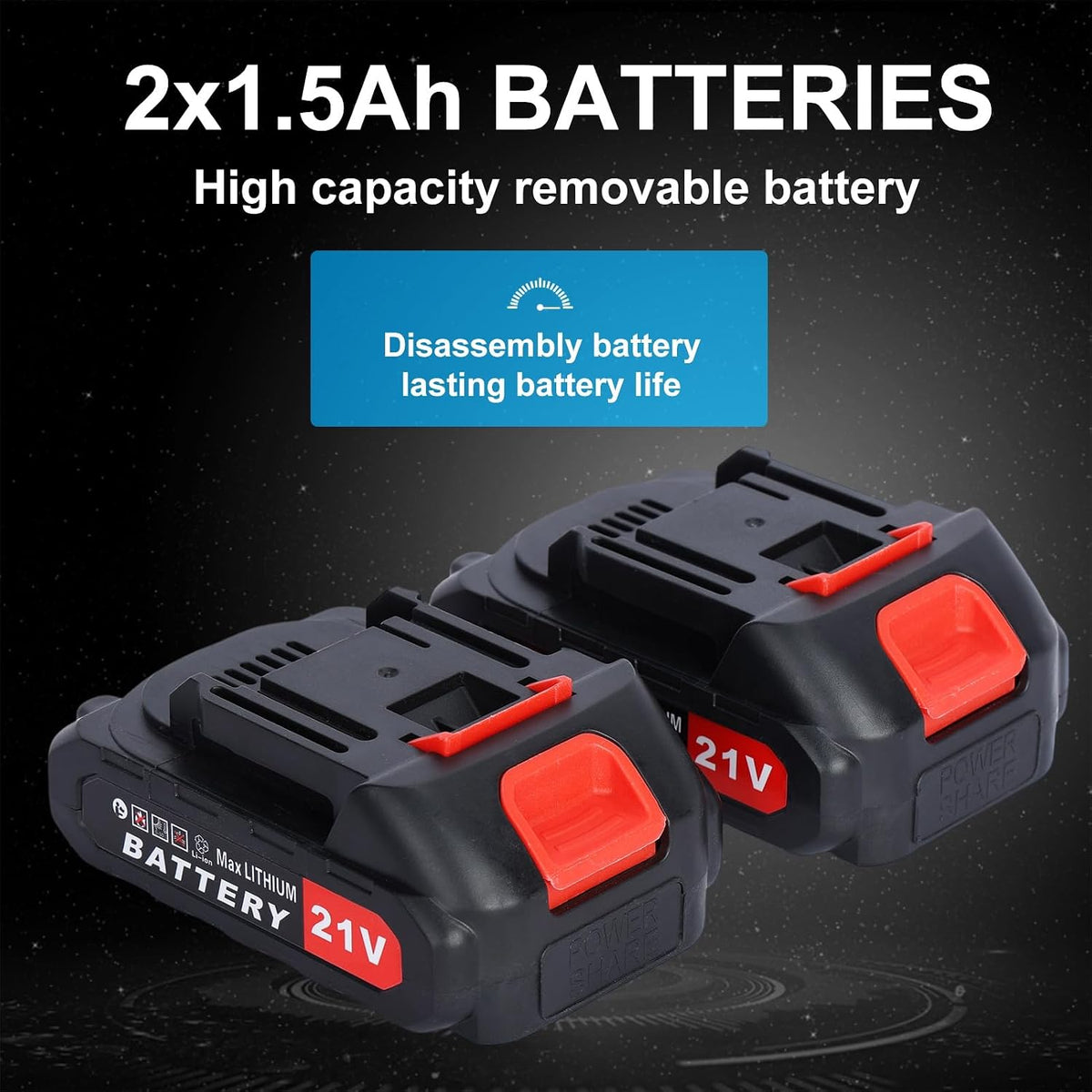High Performance Rechargeable Weed Eater Battery 12/21V 1500/3000mAh (1 pack)
