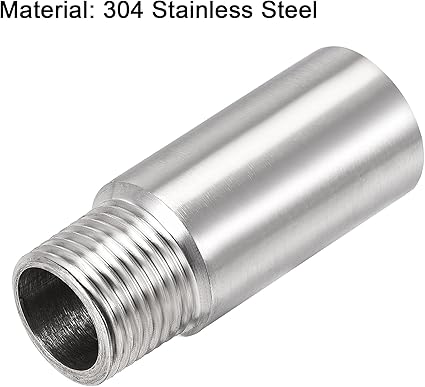 uxcell Shower Head Extension Arm Stainless Steel 12PT Male to 12PT Female Thread 60mm Length Cast Pipe Fitting Coupler 2Pcs