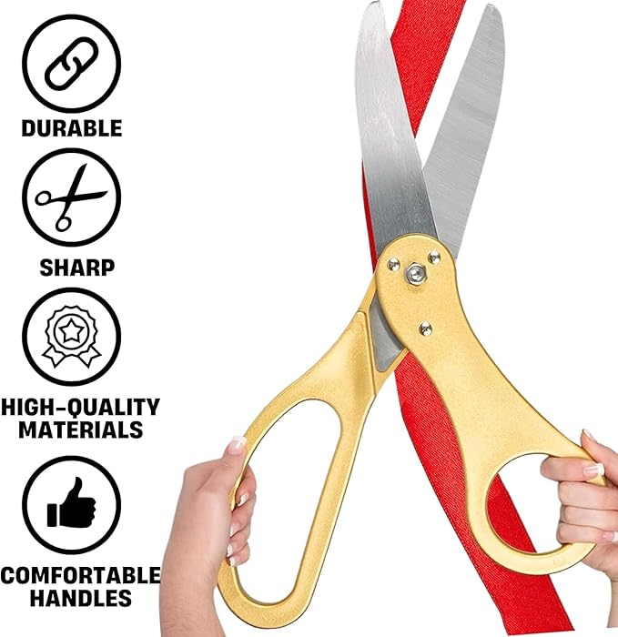 20" Gold Scissors for Grand Opening Gold Giants Ribbon Cutting Scissors for Special Events Inaugurations and Ceremonies Giant Shears for Opening Ceremony Heavy Duty Shears