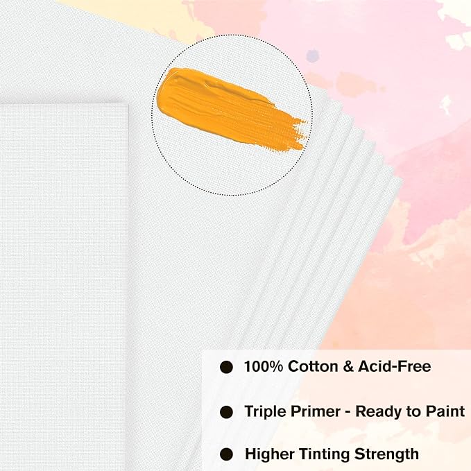Simetufy 11 x 14 inch 12 Pack Painting Canvas Panels, Canvas Boards for Painting Gesso Primed Acid-Free 100 Cotton for Acrylics Oil Watercolor Paints