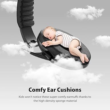Dr.meter Noise Cancelling Ear Muffs: EM100 SNR27.4 Ear Muffs for Noise Reduction - Kids Noise Cancelling Headphones with Adjustable Headband for Monster Truck Autism Sensory Mowing Firework-Black