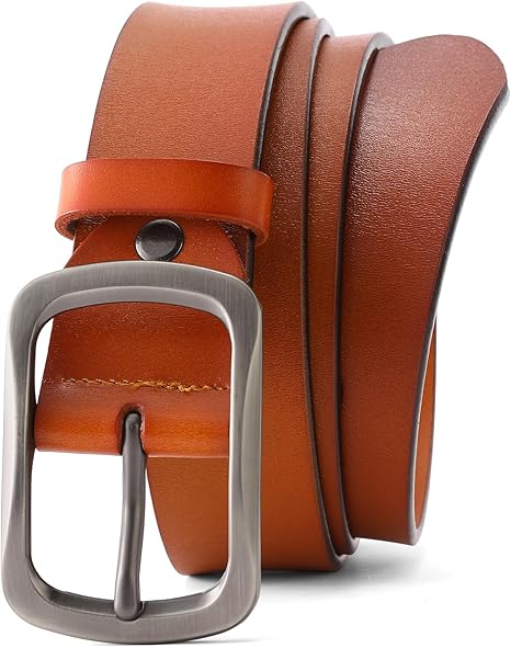 GAEKEAO Genuine Leather Belts For Men 1.57" Wide Mens Belt For Casual Golf Dress Pants with Anti-Scratch Buckle Belt