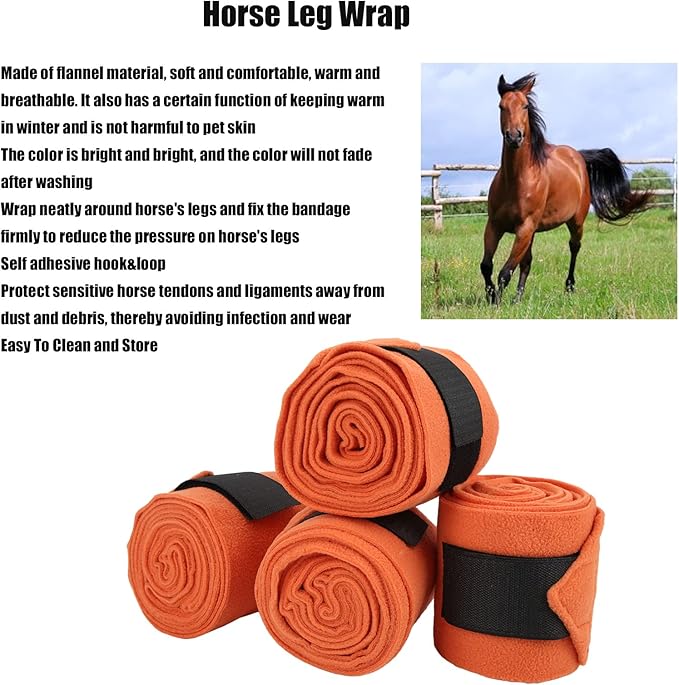 EVTSCAN 4pcs Horse Leg Wrap Self Adhesive Double Sided Fleece Horse Leg Bandages for Training Exercising