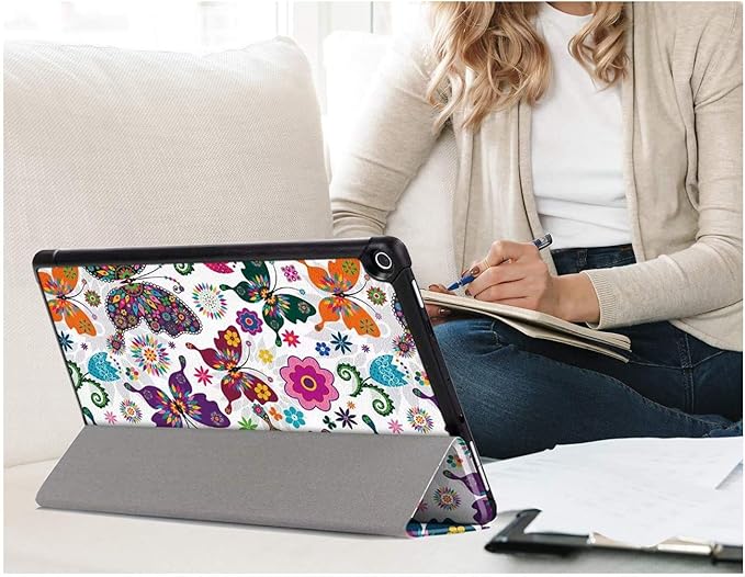 Case for Fire HD 10 Tablet (7th and 9th Generation, 2017 and 2019 Release) - Slim Folding Stand Cover with Auto Wake/Sleep .NOT for 2021 Released 11th Generation fire HD10 (Butterfly)