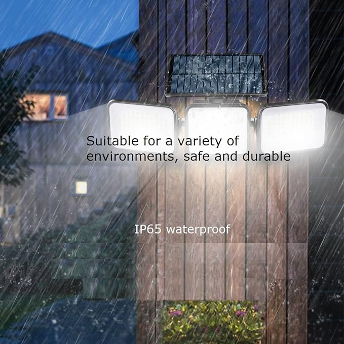 CRONAX Solar Outdoor Lamp, Solar Lamp 180ledip65 Waterproof Motion Sensor, Human Body Infrared 3 Head Induction Floodlight Outdoor Garden Landscape Lighting Wall Lamp