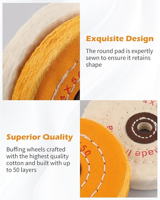 6 Inch Buffing Wheel for Bench Buffer, 2 Pack Polishing Wheel for Bench Grinder with a 12" Center Arbor Hole