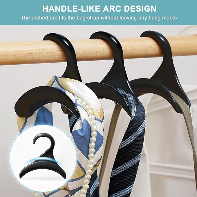 6PCS Purse Handbag Hanger Hooks for Closet, Handbag Organizer Purse Hooks, Bag Rack Holder Storage for Hanging Tote Bag Backpacks Satchels Crossovers Scarf Belt and Tie (Black)