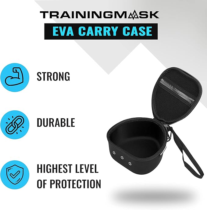 Training Mask Hard Carry Case with Quick Zip Pouch - Internal Soft Webbing for Any Workout, Cardio and Endurance, Fitness, Breathing Resistance, Running (Black)