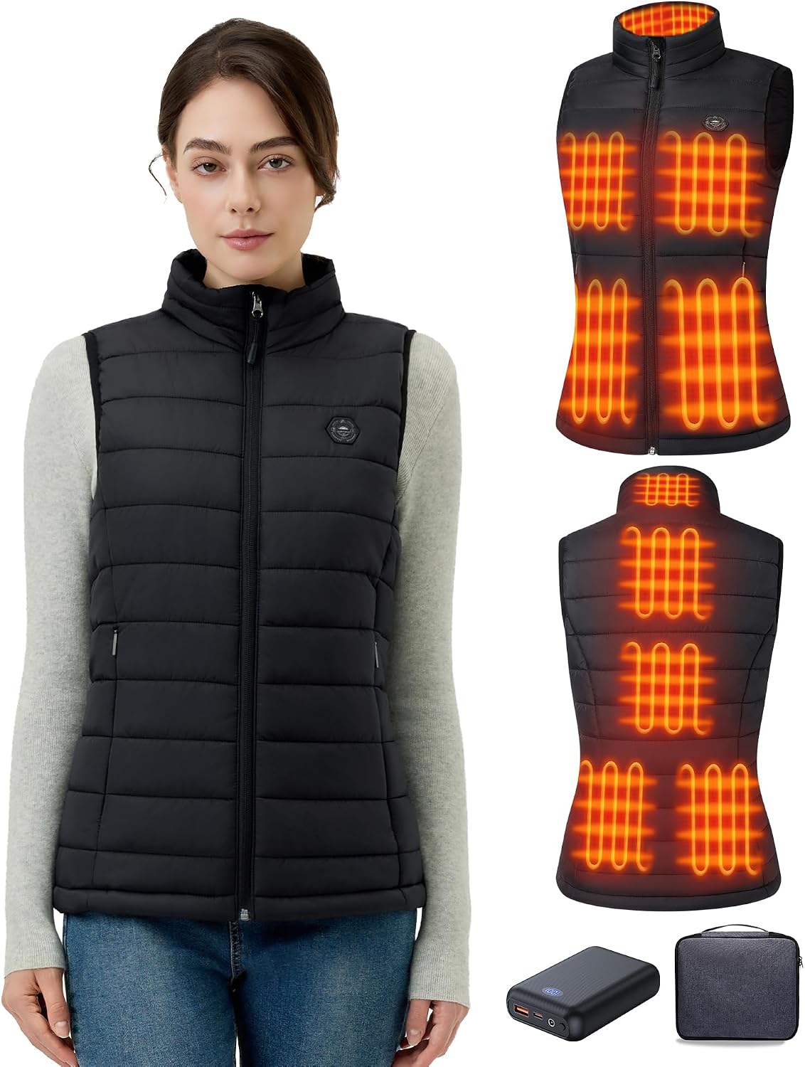 Size Small- Meduim, GOTOBI Women's Heated Vest with 16000 mAh Battery Pack Included, 9 Zones Smart Temp Control Ergonomics Heating System .