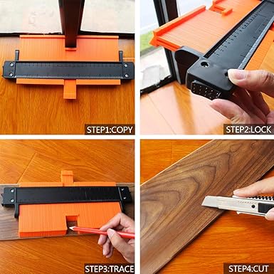Contour Gauge Profile Tool with Lock, AMPLE 5 and 10 inch Widen Outline Shape Duplicator, 3 Pack Plastic Angle Measuring Woodworking Ruler, Finder, Precisely Copy Irregular Duplication Gauge Corners