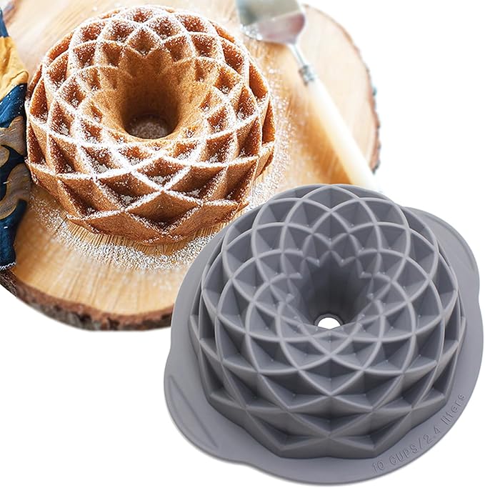 Flower Fluted Cake Pan, Silicone Cake Mold for Baking Jello Christmas Wedding Charlotte Mold