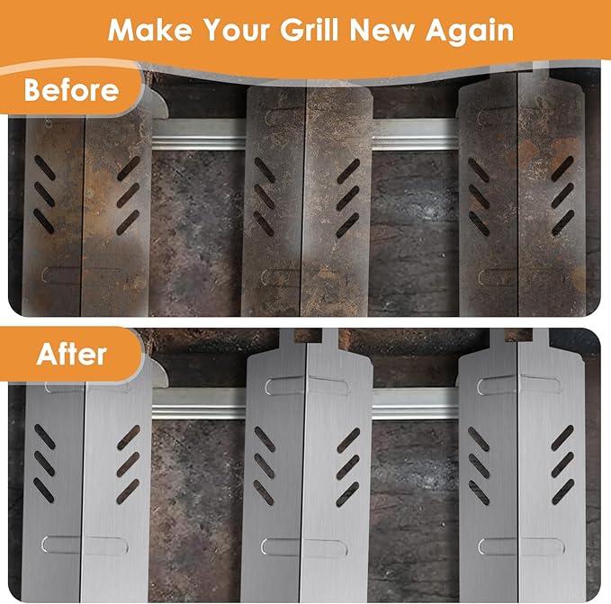 AJinTeby Stainless Steel Heat Plate Replacement for Gas Grill Model Backyard Backyard Grill, Uniflame Gas Grill, Walmart Expert Grill, RevoAce, BBQ Heat Shield Parts, 13 116" x 3 58"