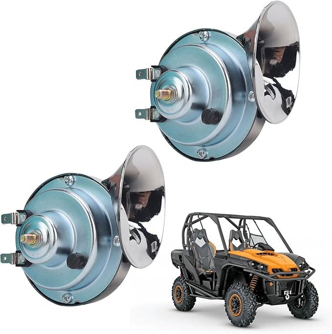 12V Universal UTV Horn Kit Delivers high Sound Quality, Stable Circuit Output, Versatile fit for Polaris RZR General Ranger, Cat Wildcat Trail, for Maverick, Teryx,