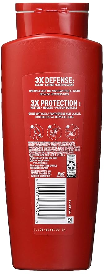 Old Spice Body Wash for Men, Nightpanther, Long Lasting Lather, 21 Fl Oz, 5.476 Lb