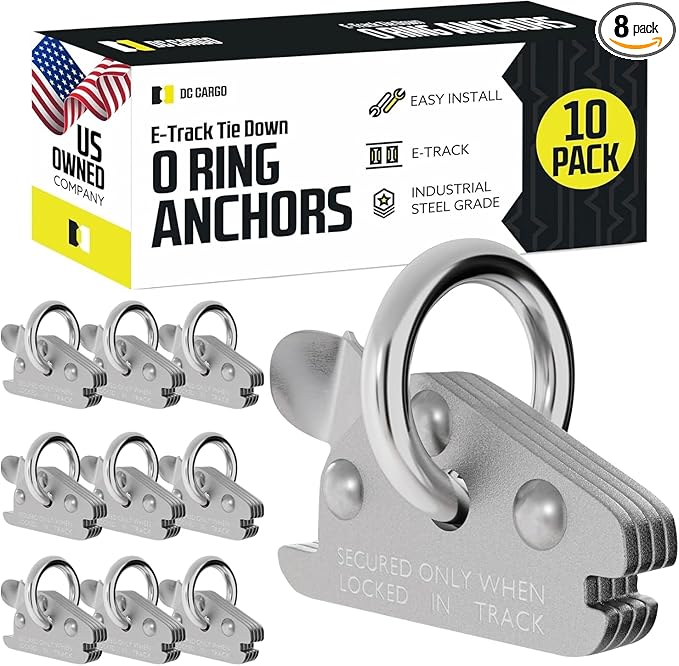 DC Cargo Mall Extra Heavy Duty Steel O-Ring (Pack of 10) 6000Lbs Break Strength - E Track Accessories Tie-Down Anchors for E-Track Tie-Down System