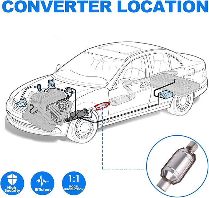2.5" Universal Catalytic Converter, 2.5 Inch Inlet/Outle Cat Converter with O2 Port and Heat Shield (EPA Compliant)