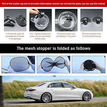 2 PCS Car Window Shade, 15"×26" Front Side Window Sunshade Protector with Suction Cups, Foldable Sunlight Shield Blocks Sun, Glare and UV Rays, Universal Car Accessories