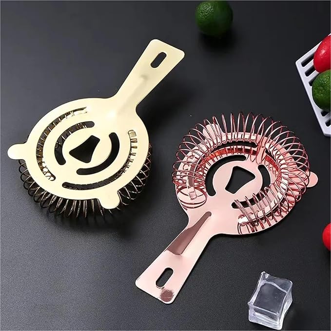 Bar Strainer 10pcs Stainless Steel Cocktail Shaker Bar Ice Strainer Wire Mixed Drink Bartender Professional Tool Bar Accessories for Home Bar Professional Bar(Rose Gold A)