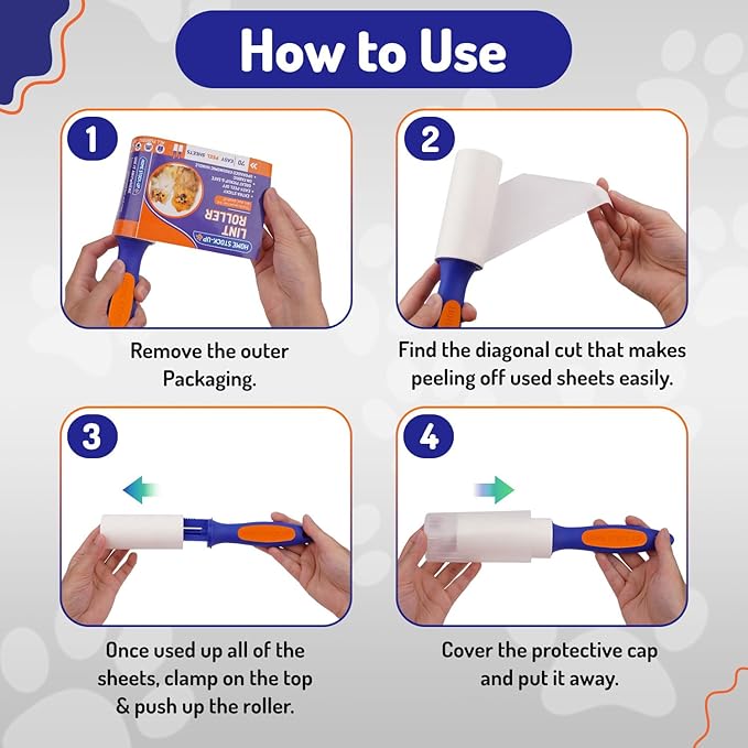 Lint Rollers for Pet Hair Extra Sticky Refills - Includes 420 Sheets6 Lint Roller Refills - Travel Size Pet Hair Roller Refills - Sticky Rollers for Pet Hair, Clothes, Furniture, Carpet etc
